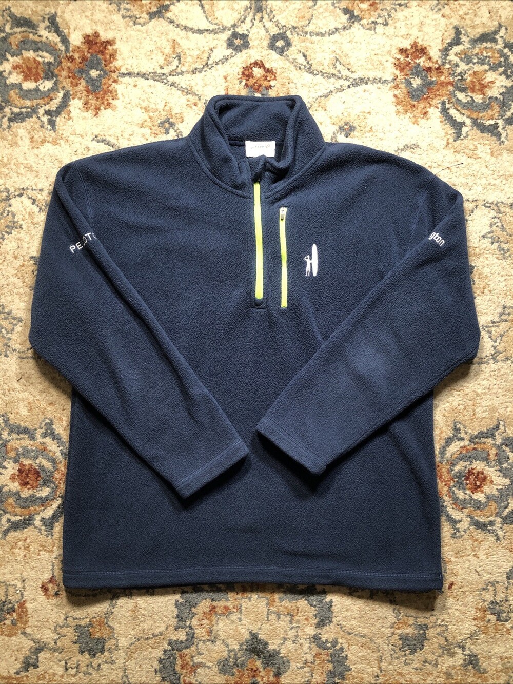 Johnnie-O 1/4 Zip Blue Pullover Fleece Sweater Mens Large Mock Neck Long Sleeve